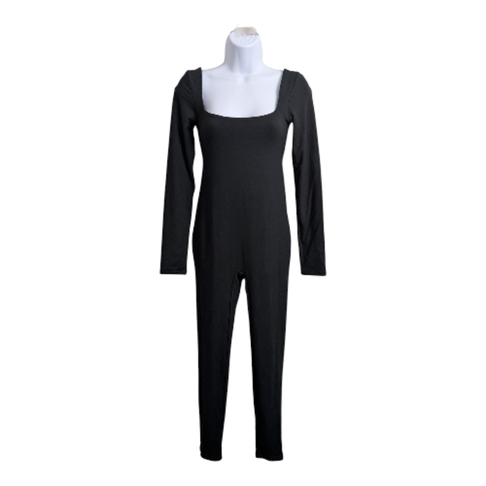 NWT Oh Polly Black Tencel Unitard Full Bodysuit Fitted Jumpsuit Long Sleeve 6